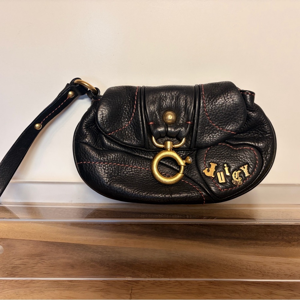 Vintage Juicy Couture 100% Leather Black Wristlet Clutch – Y2K G&P
